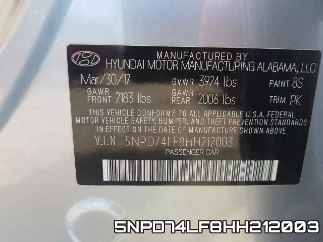 5NPD74LF8HH212003 фото 2