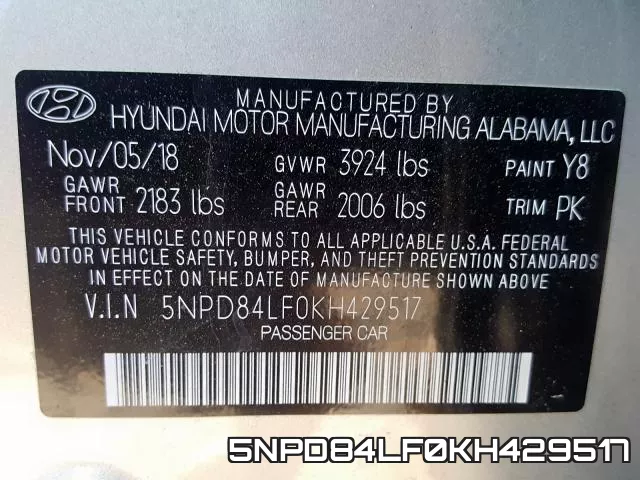 5NPD84LF0KH429517 фото 2