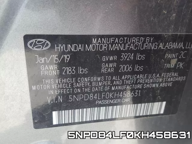 5NPD84LF0KH458631 фото 2