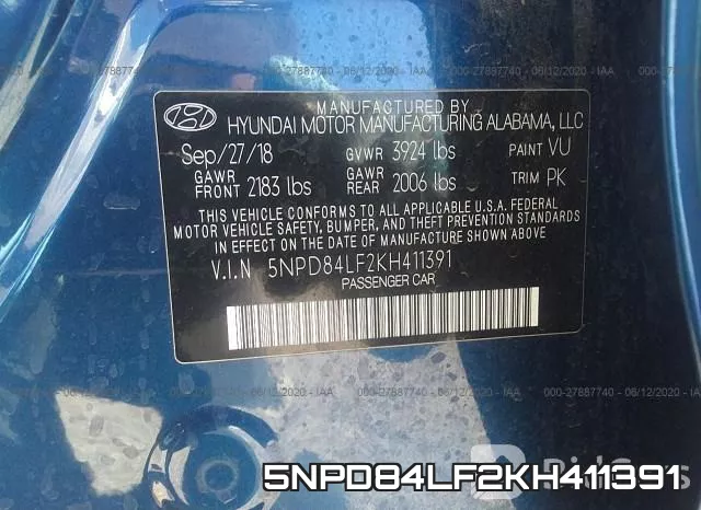 5NPD84LF2KH411391 фото 10