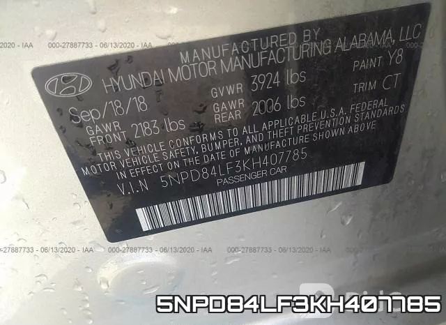 5NPD84LF3KH407785 фото 10