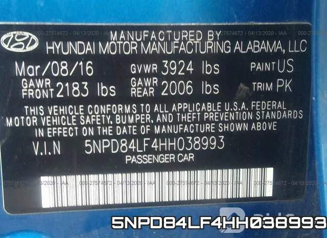 5NPD84LF4HH038993 фото 10