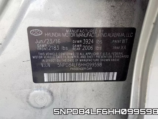 5NPD84LF6HH099598 фото 2