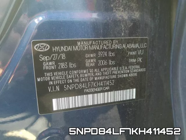 5NPD84LF7KH411452 фото 2