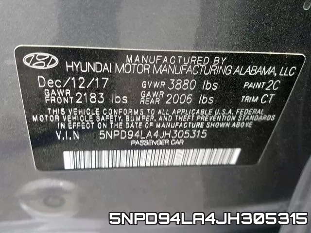 5NPD94LA4JH305315 фото 2