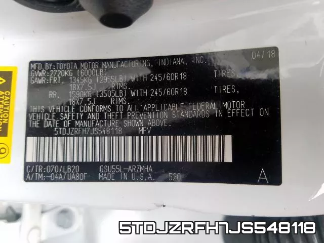 5TDJZRFH7JS548118 фото 2