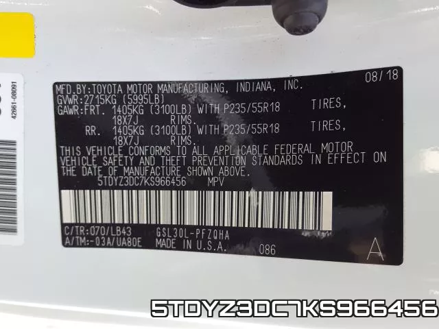 5TDYZ3DC7KS966456 фото 2