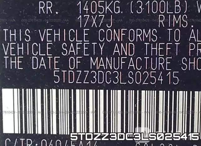 5TDZZ3DC3LS025415 фото 10