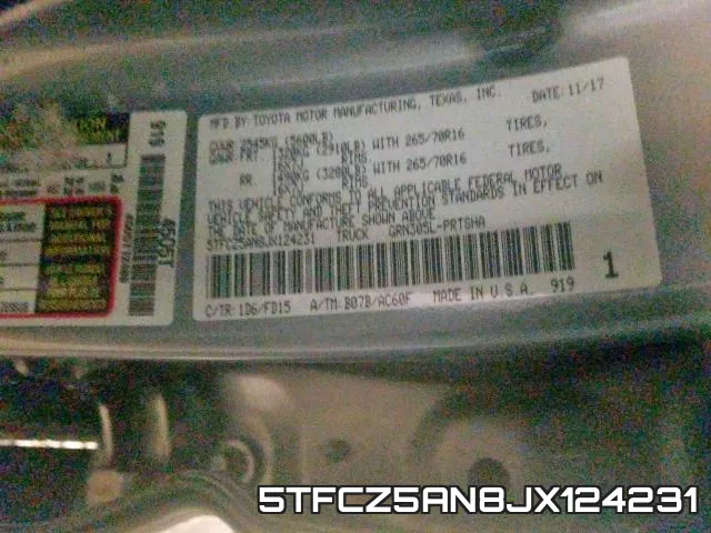 5TFCZ5AN8JX124231 фото 2