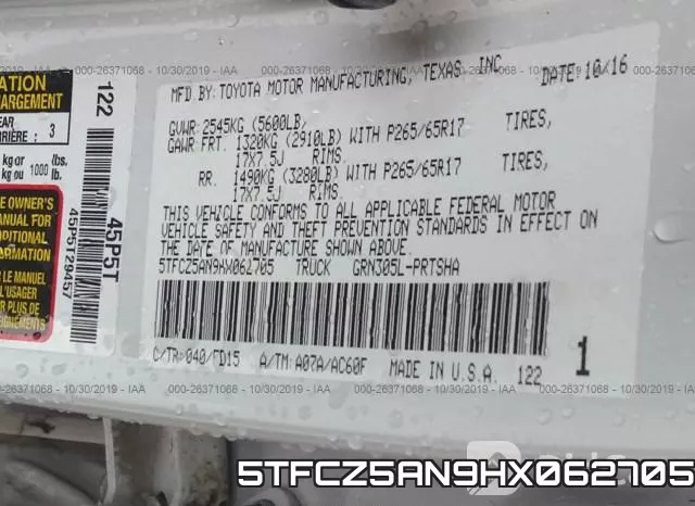 5TFCZ5AN9HX062705 фото 10