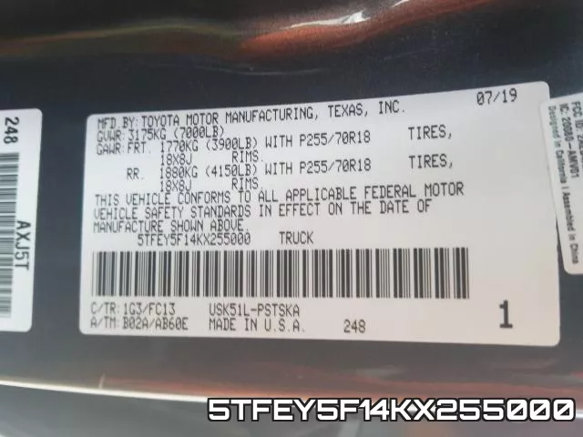 5TFEY5F14KX255000 фото 2