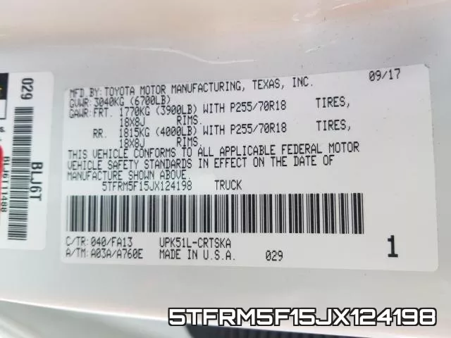 5TFRM5F15JX124198 фото 2