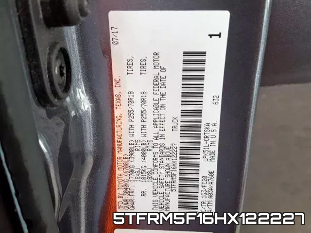 5TFRM5F16HX122227 фото 2