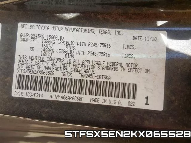 5TFSX5EN2KX065528 фото 2