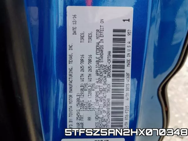 5TFSZ5AN2HX070348 фото 2