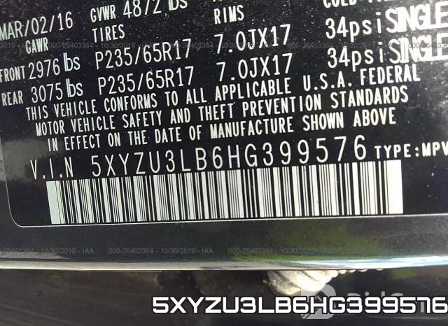 5XYZU3LB6HG399576 фото 10
