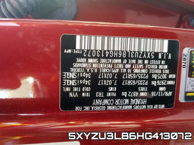 5XYZU3LB6HG413072 фото 2