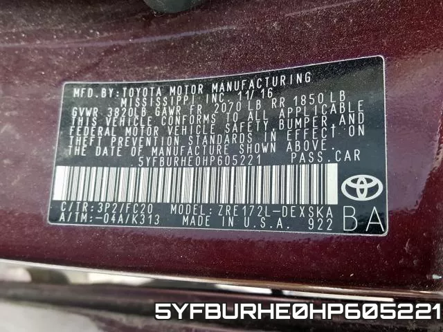 5YFBURHE0HP605221 фото 2