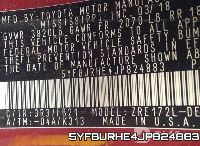 5YFBURHE4JP824883 фото 10