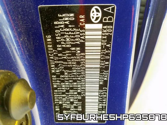 5YFBURHE5HP635878 фото 2