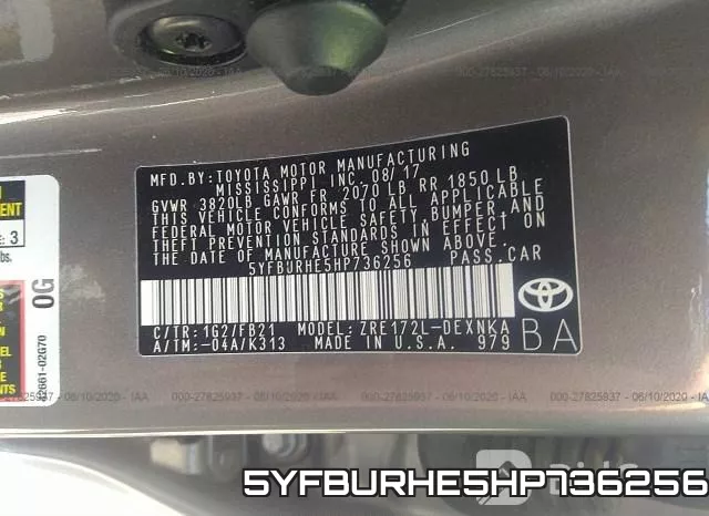 5YFBURHE5HP736256 фото 10