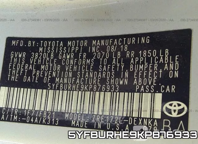 5YFBURHE9KP876933 фото 10