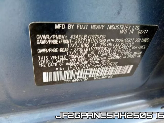 JF2GPANC5HH250576 фото 2