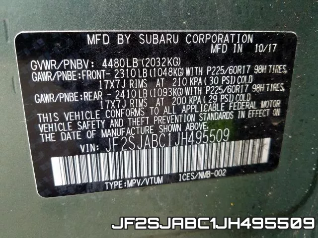 JF2SJABC1JH495509 фото 2