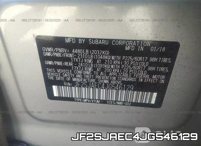 JF2SJAEC4JG546129 фото 10
