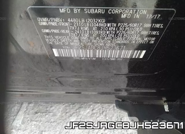 JF2SJAGC8JH523671 фото 10