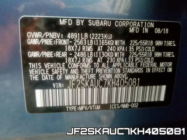 JF2SKAUC7KH405081 фото 2