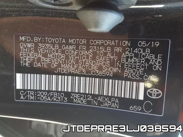 JTDEPRAE3LJ038594 фото 2