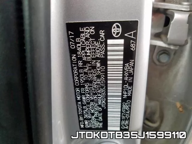 JTDKDTB35J1599110 фото 2
