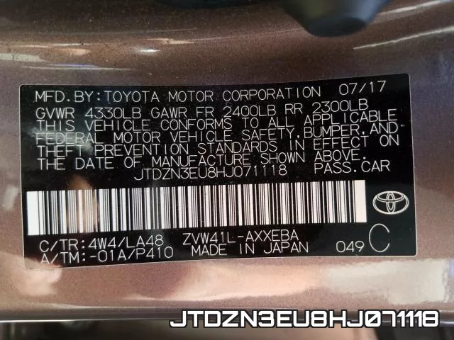 JTDZN3EU8HJ071118 фото 2