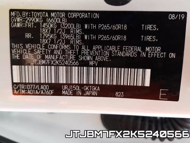 JTJBM7FX2K5240566 фото 2