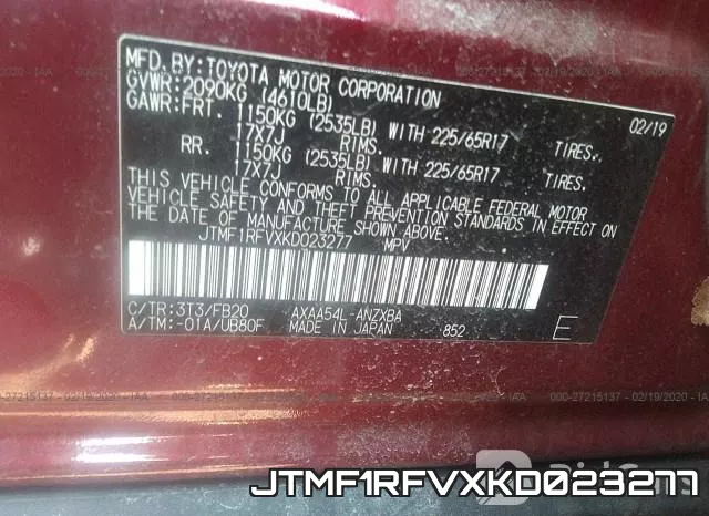 JTMF1RFVXKD023277 фото 10