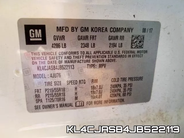 KL4CJASB4JB522113 фото 2
