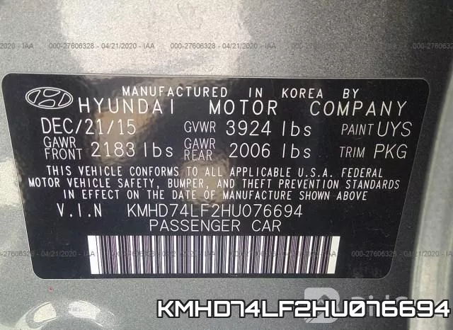 KMHD74LF2HU076694 фото 10