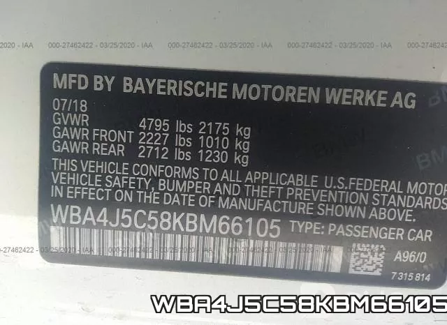 WBA4J5C58KBM66105 фото 10