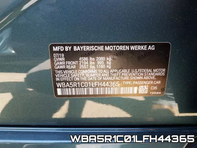 WBA5R1C01LFH44365 фото 2