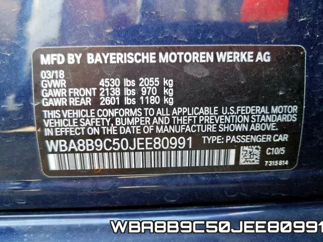 WBA8B9C50JEE80991 фото 2