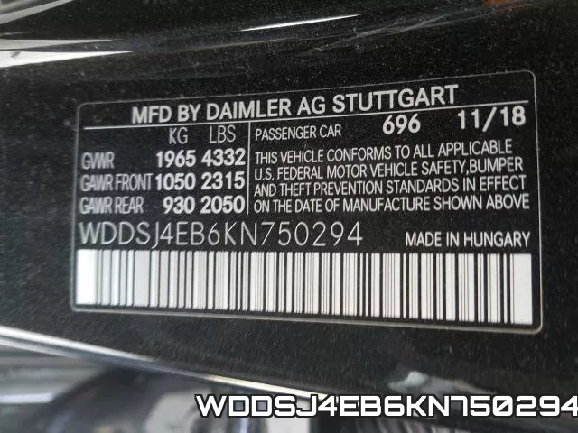 WDDSJ4EB6KN750294 фото 2