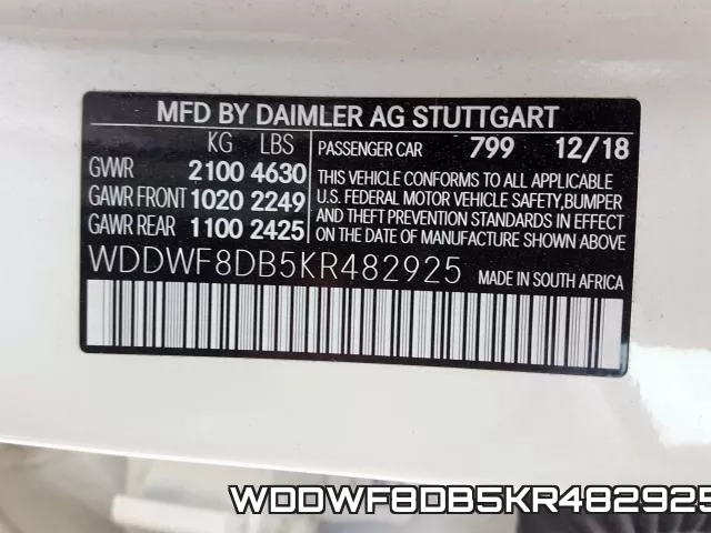 WDDWF8DB5KR482925 фото 2