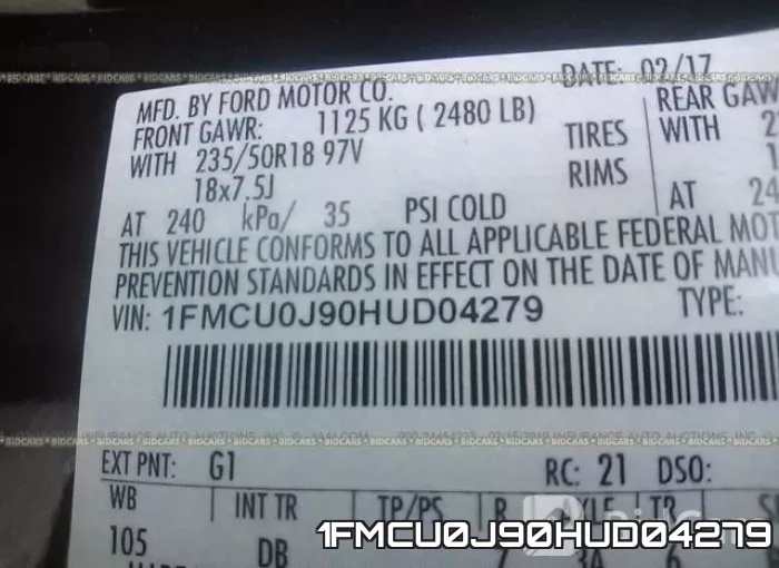 1FMCU0J90HUD04279 фото 10