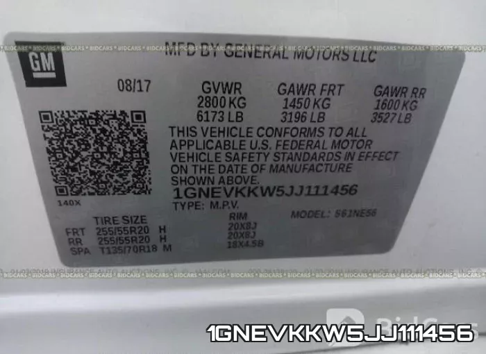 1GNEVKKW5JJ111456 фото 10