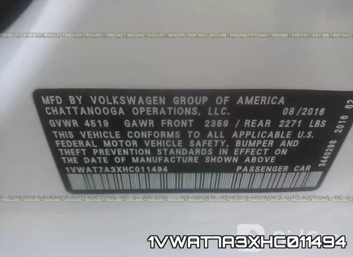 1VWAT7A3XHC011494 фото 10