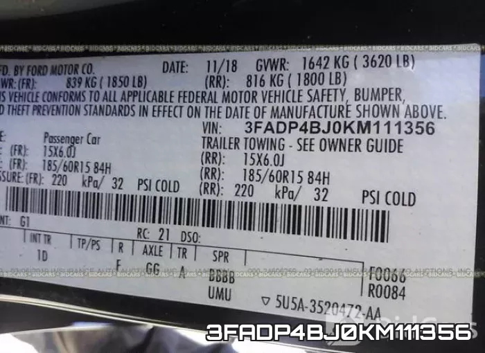 3FADP4BJ0KM111356 фото 10