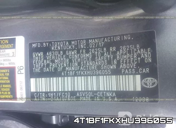 4T1BF1FKXHU396055 фото 10