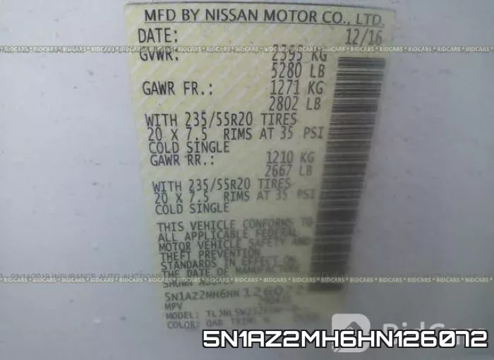 5N1AZ2MH6HN126072 фото 10