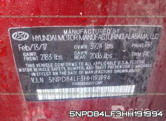 5NPD84LF3HH191994 фото 10